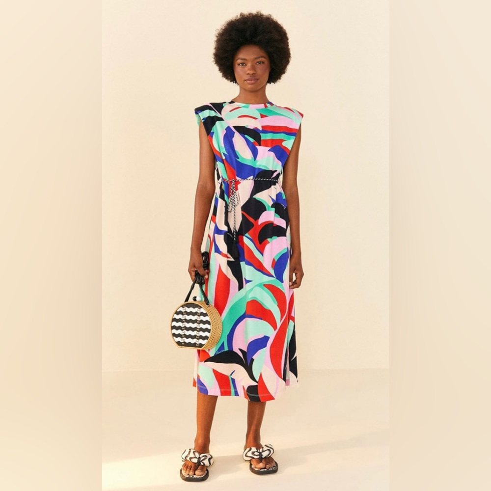 FARM Rio Colorful Monstera Organic Cotton T-Shirt Dress